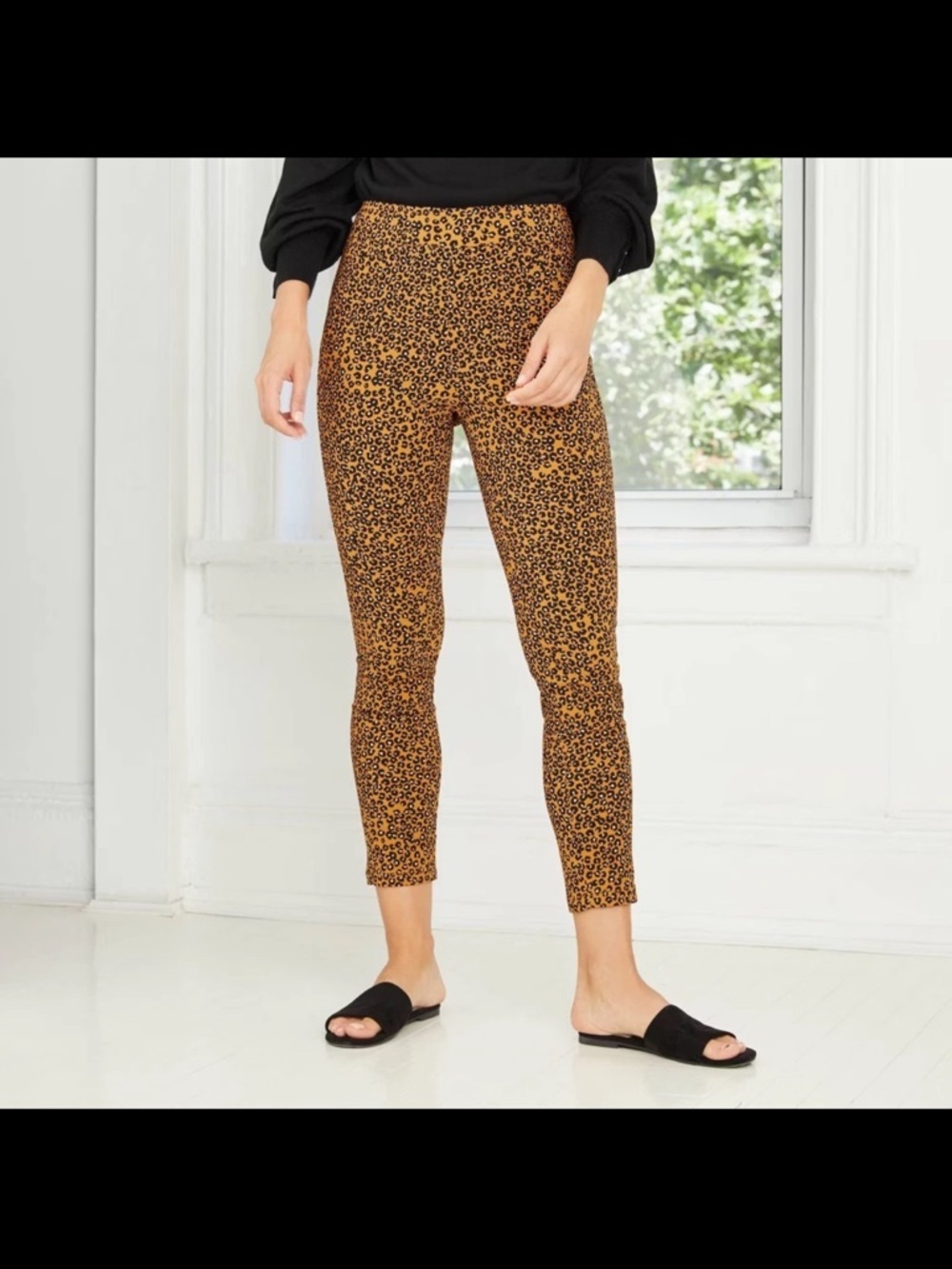 Who what wear high rise Leopard Print Slim Ankle Pants - Tan/Black sz 12